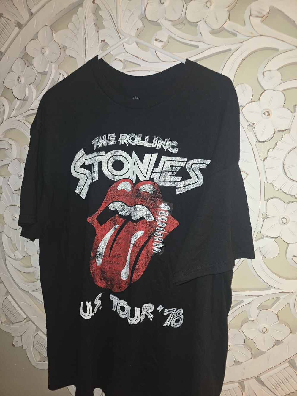 the Rolling Stones Black T-Shirt with Red Tongue Logo